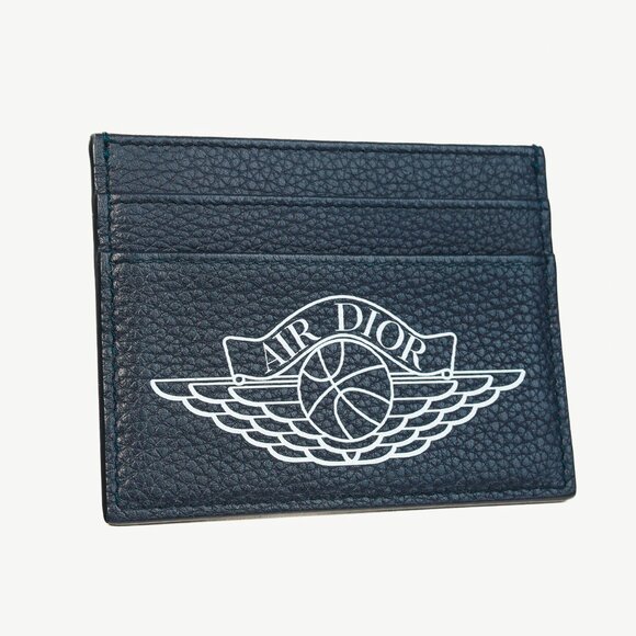Dior x Air Jordan Wings Navy Leather Card Holder - Picture 1 of 5